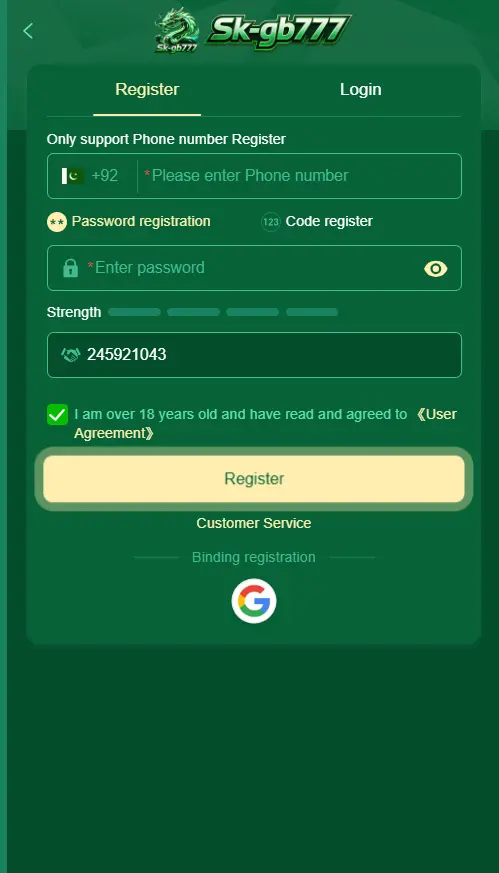 SKGB 777 Game Login an d register